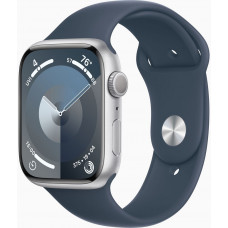 Apple Watch Series 9 GPS 45mm Silver Aluminium with Storm Blue Sport Band M/L (MR9E3)