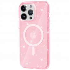 Чехол Galaxy Sparkle MagFit для iPhone 14 Pro Pink+Glitter