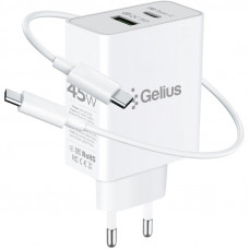 Сетевое зарядное устройство Gelius X-Duo PRO 45W GP-HC053 + кабель Type-C/Type-C White