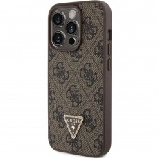 Чохол Guess Leather 4G Triangle Strass для iPhone 15 Pro Max Brown (GUHCP15XP4TDPW)