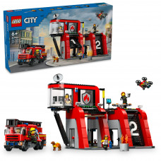Конструктор LEGO City Пожежне депо з пожежною машиною