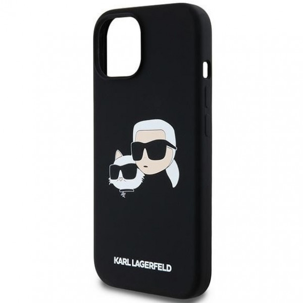 Чохол Karl Lagerfeld Silicone Karl &amp; Choupette Head для iPhone 15 Pro Black with MagSafe (KLHMP15LSKCHPPLK)