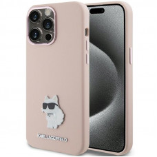 Чехол Karl Lagerfeld Silicone Choupette Metal Pin для iPhone 15 Pro Max Pink (KLHCP15XSMHCNPP)