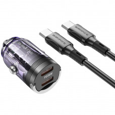 Автомобильное зарядное устройство Borofone BZ29B PD36W + Type-C to Type-C Transparent Purple