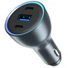 Автомобильное зарядное устройство Proove Super Charge 130W 2 Type-C + USB Metal Gray