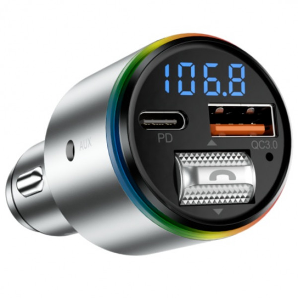 Автомобильное зарядное устройство Proove FM Launcher Power Drive 30W (PD+QC3.0) Type-C+USB+AUX Silver
