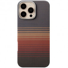 Чехол Carbon Kevlar MagSafe для iPhone 16 Pro Sunset Ring Gold