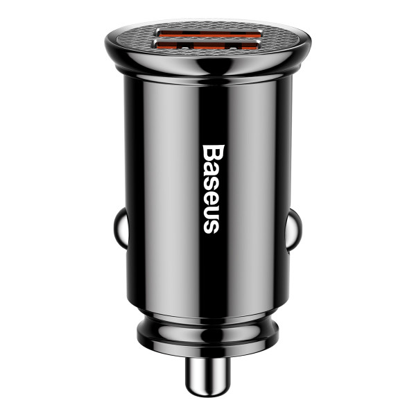 Автомобильное зарядное устройство Baseus Circular Plastic QC 3.0 30W 2USB Black